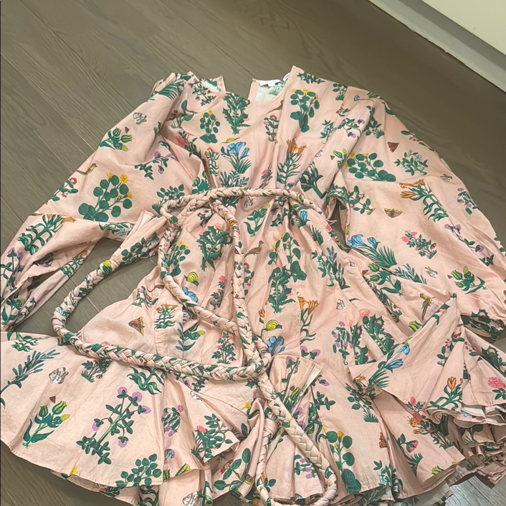 RHODE Floral Pink Dress with Rope Detail
